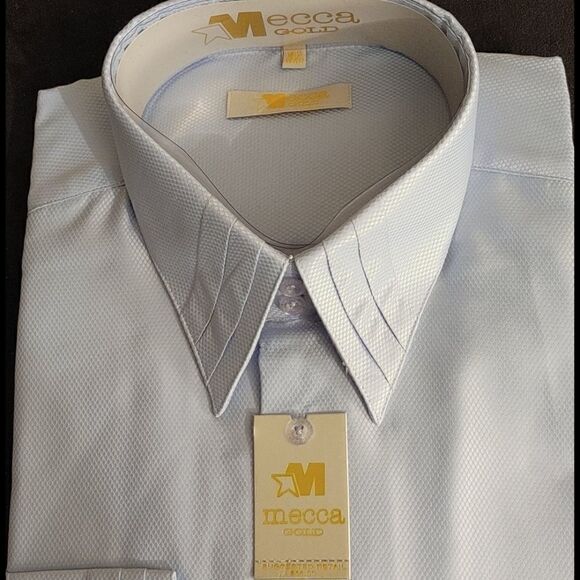 MEN'S MECCA GOLD LIGHT BLUE TONE ON TONE DRESS SHI - Picture 3 of 4